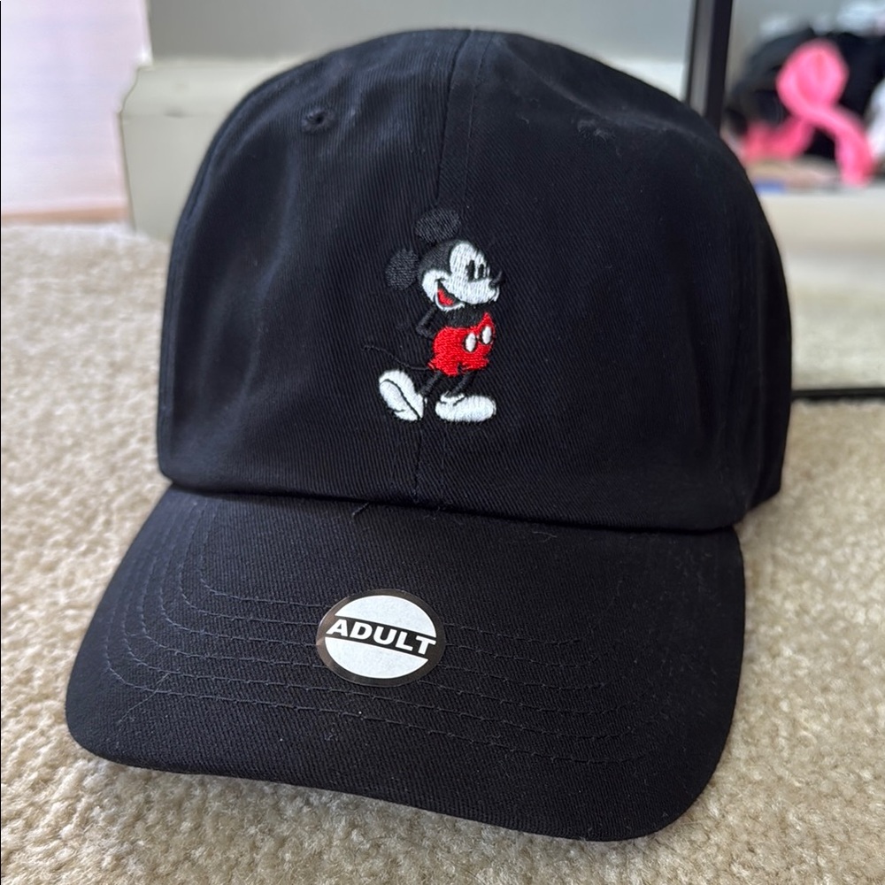 Black Cap with Mickey Mouse Embroidery